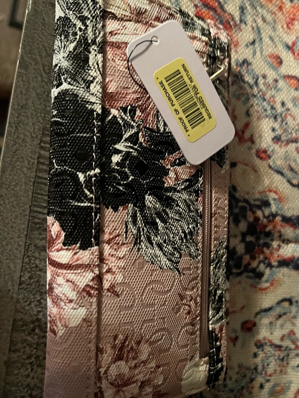 GUESS Pink Floral Top-Handle Satchel with Black Accents set, wallet - Picture 3 of 9